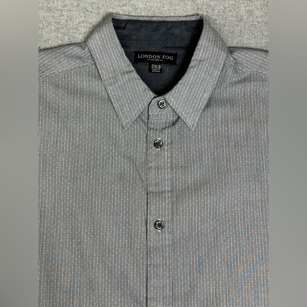 London Fog Shirt Mens 2XL Short Sleeve Button Up Dress‎ Casual Stripe Pattern